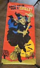 Hallmark 1981 Come on in for a Spell Halloween Grail Poster Door Witch 36”x76”