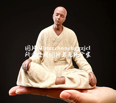 Clay Sand Meditation Monk Statue Buddhism Zen Figure Home Life Table Decor