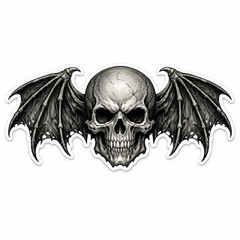 3×1.5 inch Bat Wing Skull Gothic Vinyl Sticker Dark Horror Skull Decal