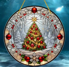 SUNCATCHER-Glam Style Acrylic Christmas Tree – Stained Effect Window Hanging