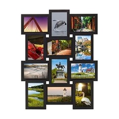 Melannco 12 Opening Collage Frame, Displays 4×6 and Six 6×4 Inch Photos, Black