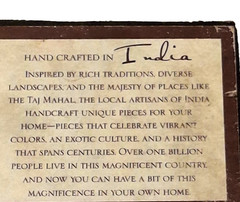 Handcrafted India Bone Inlay Box 10” Decorative Stripe Lid Storage Wood Interior