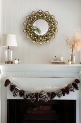 ﻿Wall Mirror Decorative 11.8inch Rural Wood Wall Decoration Home Déc