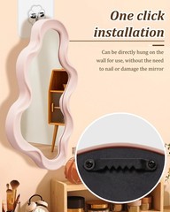 Funky Wavy Mirror 16″x10″ Pink Irregular Wall Hanging Mirror Special-Shaped V