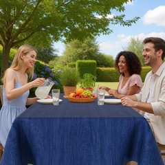 Rectangle Table Cloth, Waterproof Vinyl Tablecloths with Flannel Backing,