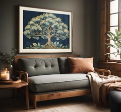 Morris Style Tree Poster, Vintage Forest Wall Art Decor