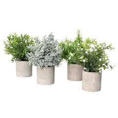 4 Pack Artificial Plants Office Bathroom Desk Decor Artificial Topiaries Flow…