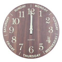 12Inch Large Modern Luminous Night Light Wall Clock Silent Wood Battery operated
