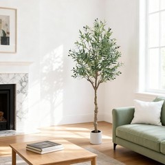 Artificial Olive Tree 5/6/7FT Tall Fake Plants with White Pot for Home Office