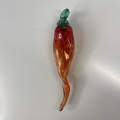 Murano Style Chili Pepper Ornament Blown Glass Italian Cornicello Red Lrg 9”
