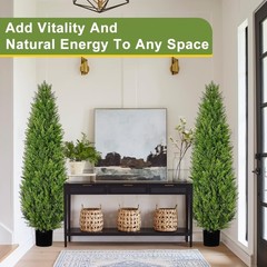 6FT Artificial Topiary Cedar Tree,70 inchTall Artificial Trees for Outdoors, …