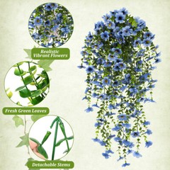 4x Artificial Flowers UV Resistant Outdoor Faux Plants for Hanging Basket Porch