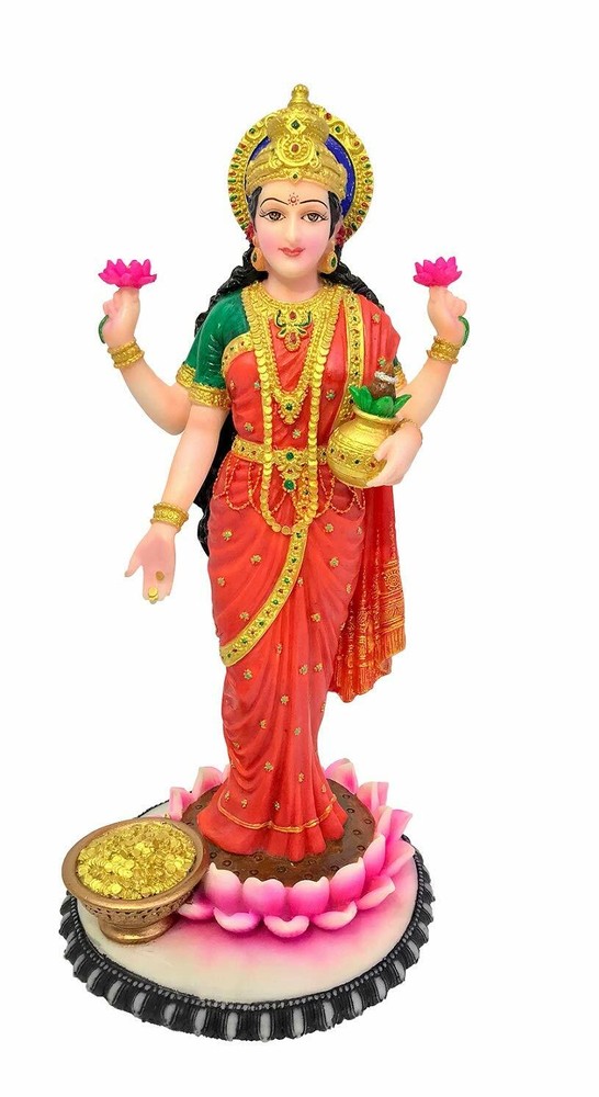 Handcrafted Standing Goddess Laxmi Ji Lakshmi Sculpture Idol Statue Figurine 11″