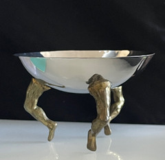 Michael Arams Three Footed Leg Bowl Stainless Steel Bronze Legs