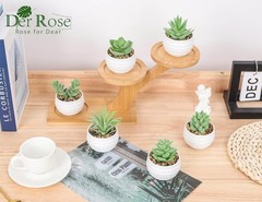 6 Pck Succulents Plants Artificial Fake in Pots Small Bathroom Decor Office Desk
