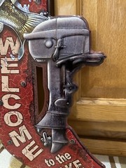 Welcome To The Lake Sign Boat Motor Bass Fishing Tackle Vintage Style Wall Decor