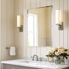 Rectangle Wall Mirror Frameless for Bathroom with Safety Hanger 1″ Beveled Edge
