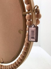 Transpac Goldtone Everyday Natural Beaded Hanging Mirror 18.7”