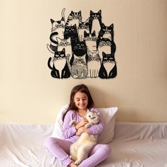 So Many Cats Metal Wall Art Hanging Cat Decor for Home Living Room Bedroom