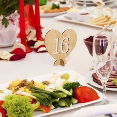 Heart Shape Wooden Table Numbers 1-20 With Holder Base – Rustic Hollow Out Wo…