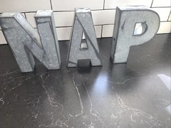 Pottery Barn DUPE Metal 7” Wall Letters “N-A-P” coastal cottage guest cabin EUC