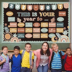Classroom Bulletin Board Set Boho Motivational This is Your Year Decoration R…