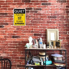 Quiet Please Filming In Progress Metal Tin Sign for Main Entrance Enter Here
