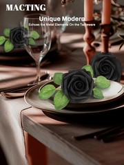 Artificial Black Rose Flowers 30PCS Real Touch Fake Flowers with Stem Foam Roses