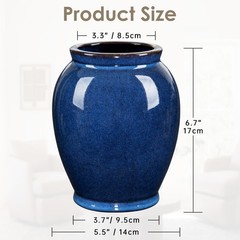 Blue Large Ceramic Vases for Flowers Navy Blue Glazed Pottery Vases Rustic Mo…