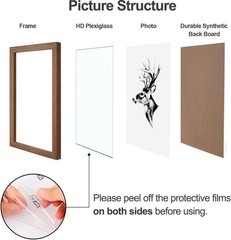 12×16 Picture Frame with Mat for 8.5×11 Set of 4, Walnut Brown, Solid Wood Ph…
