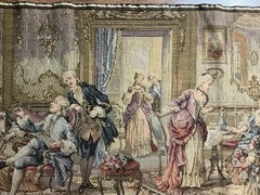 Vtg French Pictorial Tapestry Beautiful Romantic Tapestry 55in X 19in