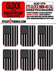 FITS GLOCK 9MM-40 CAL GREY LINE FLAG Mag Base Plate STICKERS,set of 6