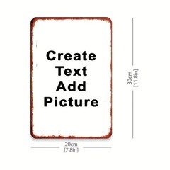 2D Flat Customizable Rustic Vintage Metal Wall Plaque Personalized Text/Image ↗