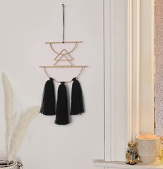 IOWER Boho Wall Decor Black Macrame Hanging Metal 11.8″L x 1.9″W,