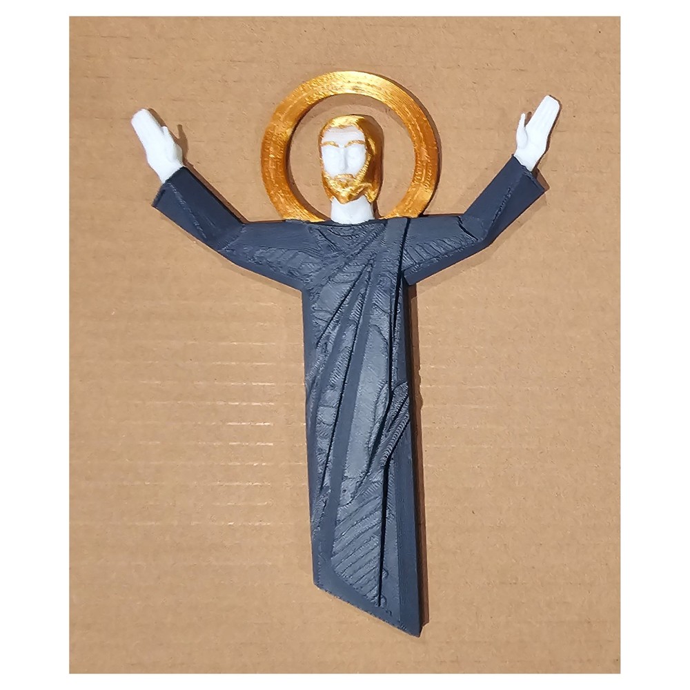 Notre Dame Fan Gift – Touchdown Jesus 3D Print – Blue Gold White Fighting Irish