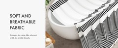 Shower Curtain, Washable Cloth Black Shower Curtain Sets with 12 Shower Curtain