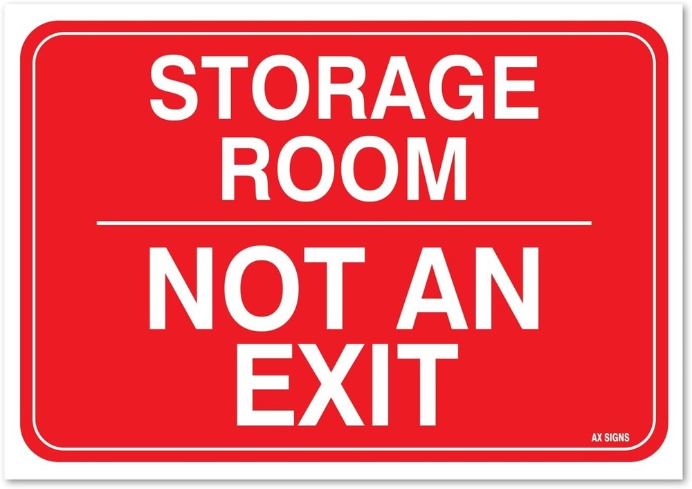 (2 Pack) Storage Room Not An Exit Sticker 7 x 10 Inches