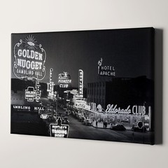 Las Vegas Fremont Street 1940s Gambling Casino Black White Canvas Wall Art Print