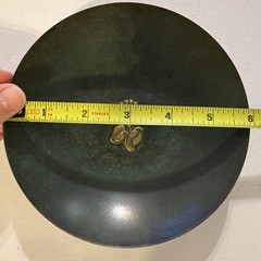 Mevia Green Patina Bowl Art Deco Spain Sunflower Catch All