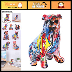 Colorful English Bulldog Statue – Resin Dog Sculpture for Home Decor & Gifts