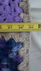 Hand Knit Afghan Lap Blanket Granny Squares 46 x 66 in Tan Boarder New