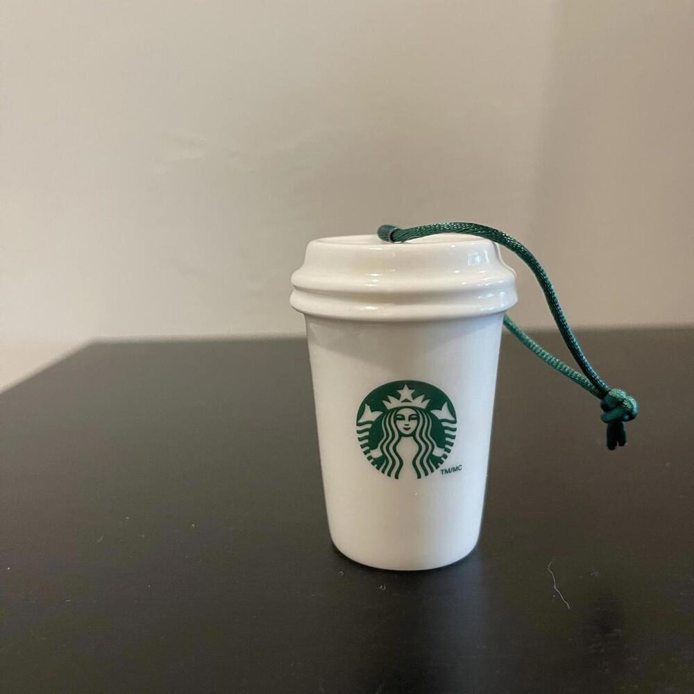 Starbucks Green and White Christmas Ornament Holiday 2011 To Go Cup