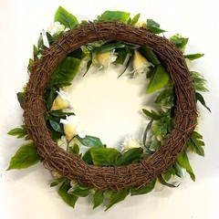 Ivory Floral Wreath White/Cream/Green 20in