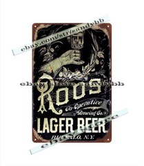 roos lader beer pub bar club drink metal tin sign Cafe farm shop