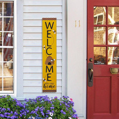 42 In. H Solid Wood Welcome Porch Sign with Bee