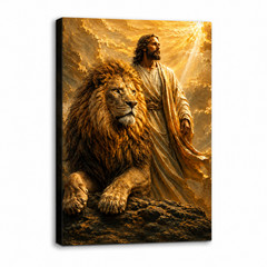 Jesus Lion Canvas Wall Art Christian Religious Print Lion of Judah Faith Home