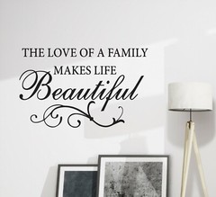 Wall Decal Family Life Love Beautiful Motivation Interior Vinyl Black gz527