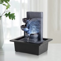 WICHEMI Tabletop Water Fountain with LED Lights Indoor Waterfall Fountains Relax