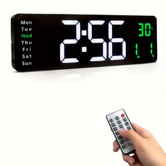 16″ Large LED Digital Wall Clock, Brightness Adjustment, Dual alarm clock