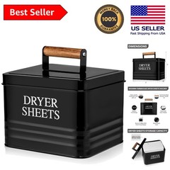 Stylish Black Metal Fabric Softener Dispenser with Wooden Lid for Laundry Rooms
